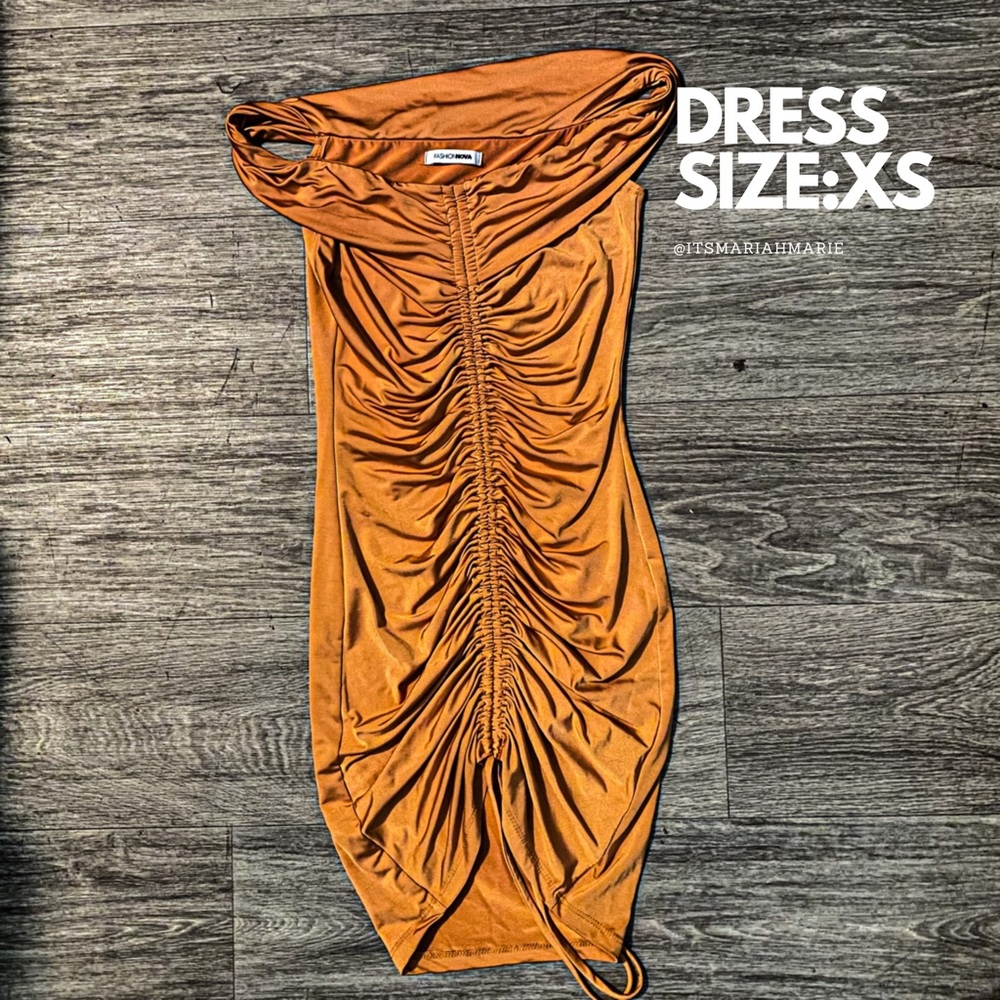 ORANGE MINI BODYCON DRESS - Picture 3 of 6